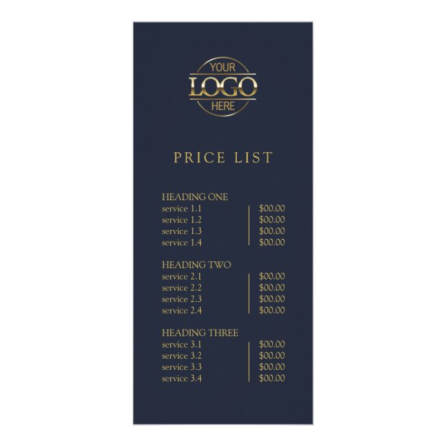 Modern Simple Professional Logo Menu Price List (Front)