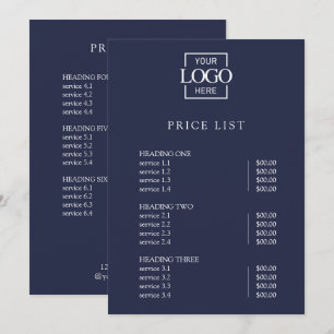 Modern Simple Professional Logo Menu Price List