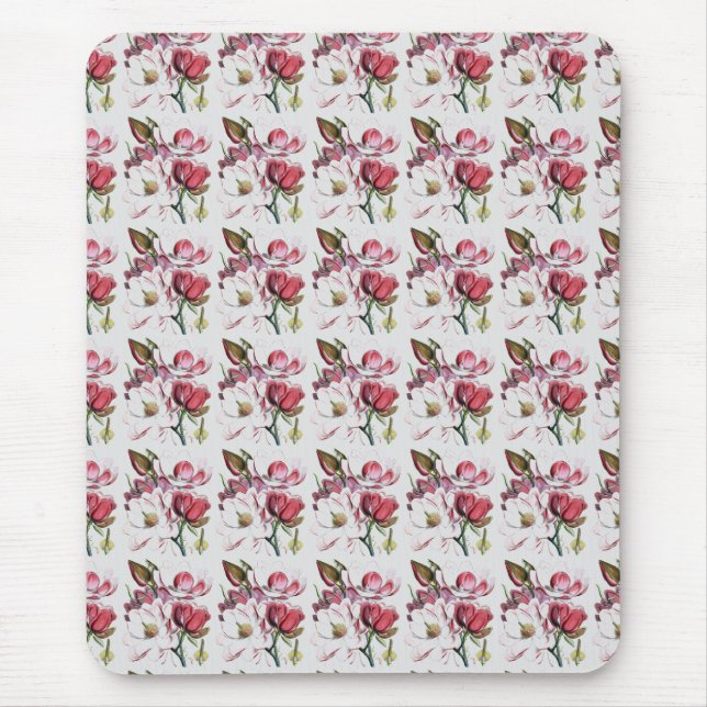 Modern Simple Professional Minimalist Magnolias Mouse Mat (Front)