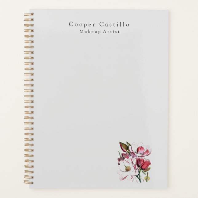 Modern Simple Professional Minimalist Magnolias Planner (Front)