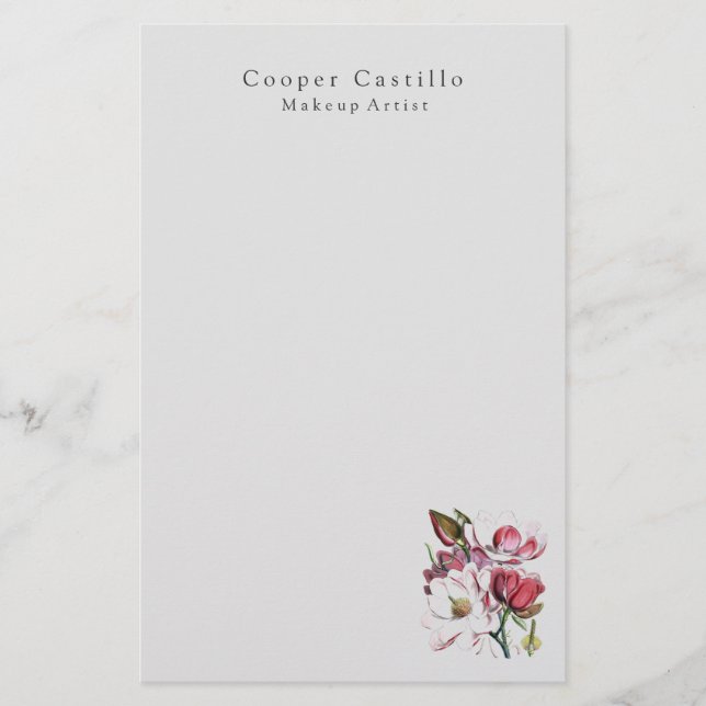 Modern Simple Professional Minimalist Magnolias Stationery (Front)