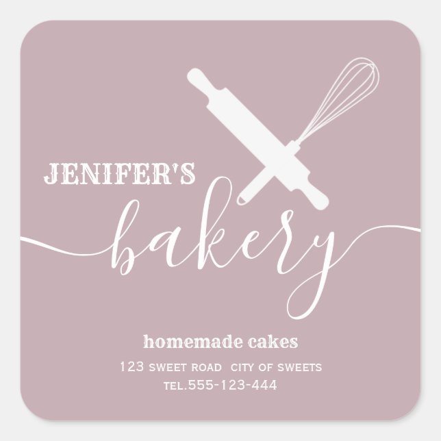 Modern simple Professional rolling pin whisk Square Sticker (Front)