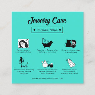 Modern Simple Professional Teal Jewellery Care Gui Square Business Card