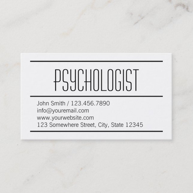 Modern Simple Psychologist Business Card (Front)