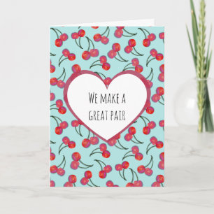 Modern & Simple Punny Cherry Pattern Anniversary Card