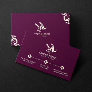 Modern Simple Purple and Peach Hair Stylist Salon Business Card