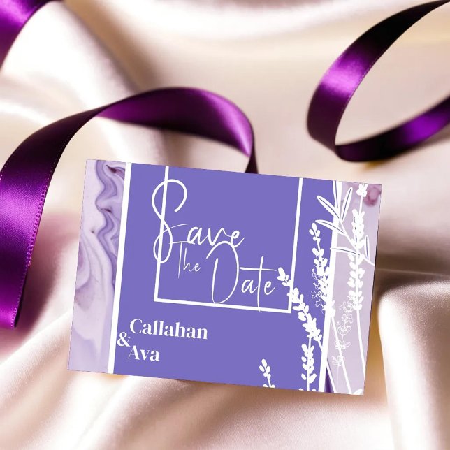 Modern simple Purple Horizontal Lavender Save The Date (Creator Uploaded)