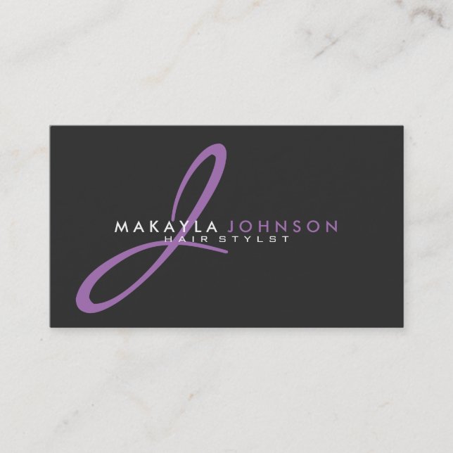 Modern & Simple Purple Monogram Professional Business Card (Front)