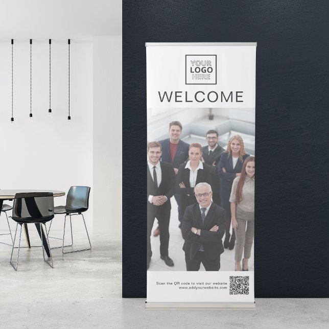 Modern Simple QR Code Business Logo Welcome Retractable Banner (Modern Simple QR Code Business Logo Welcome Retractable Banner
)
