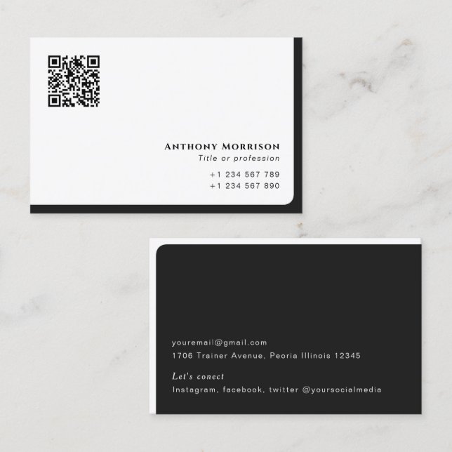 Modern simple QR code networking personal Business Card (Front/Back)