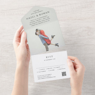 Modern Simple QR Code Photo Wedding All In One Invitation