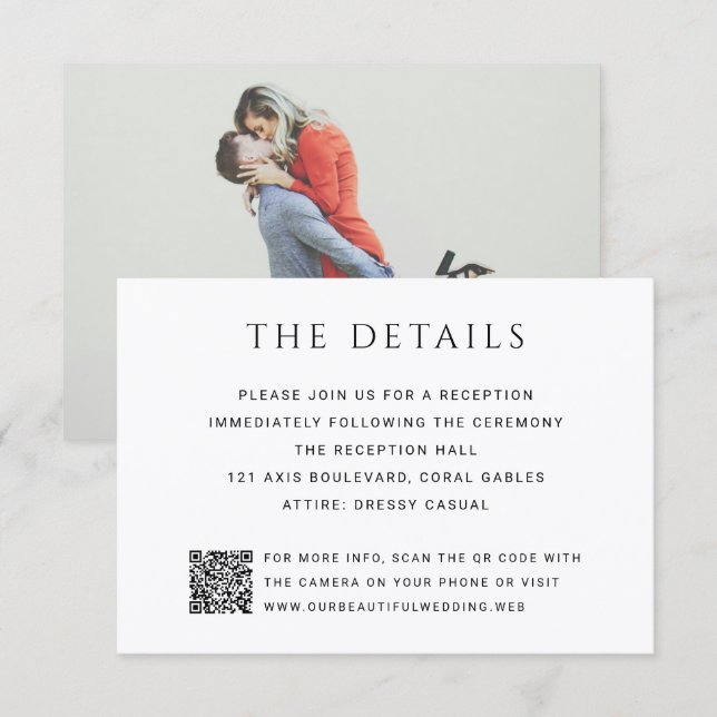 Modern Simple QR Code Photo Wedding Enclosure Card (Front/Back)