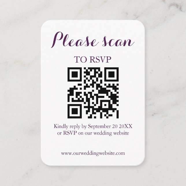 Modern Simple QR Code & RSVP Wedding Enclosure Card (Front)