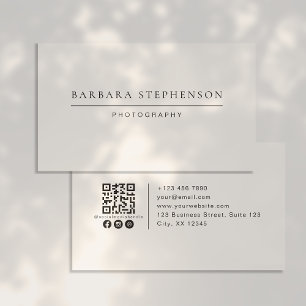 Modern, simple, qr code, social media,photography  business card