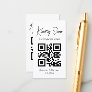 modern simple qr code wedding menu enclosure  card