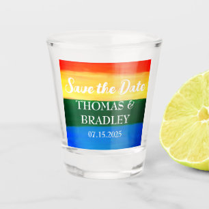 Modern Simple Rainbow LGBT Unique Gay Wedding  Shot Glass
