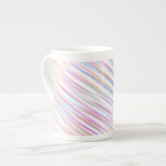 Modern Simple Rainbow line stripes Pattern  Bone China Mug (Front Left)