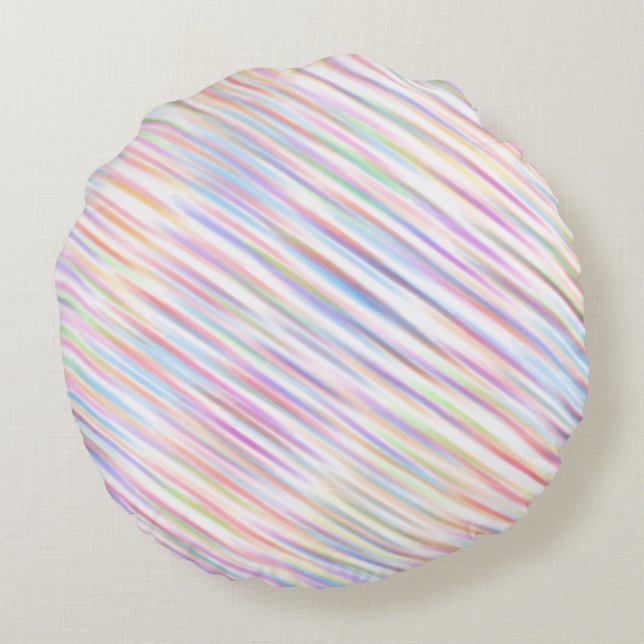 Modern Simple Rainbow line stripes Pattern  Round Cushion (Back)