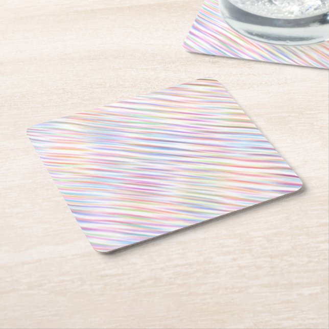 Modern Simple Rainbow line stripes Pattern  Square Paper Coaster (Angled)