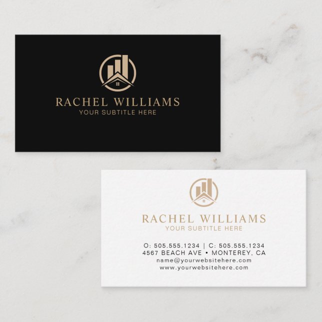Modern simple Real Estate Promotional Realtor Logo Business Card (Front/Back)