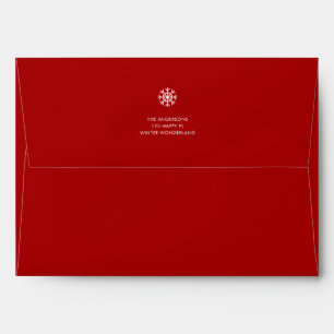 Modern Simple Red Christmas Holiday Snowflake Envelope