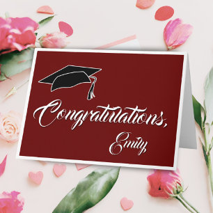 Modern Simple Red Congratulations Graduation Card