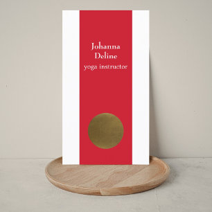Modern Simple Red Faux Cooper Circle Yoga Studio Business Card