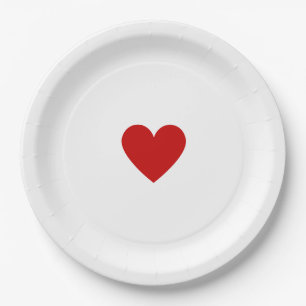 Modern Simple Red Heart Paper Plate