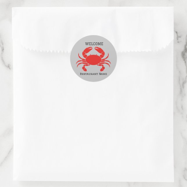 Modern Simple Red kink crab seafood fresh Classic Round Sticker (Bag)