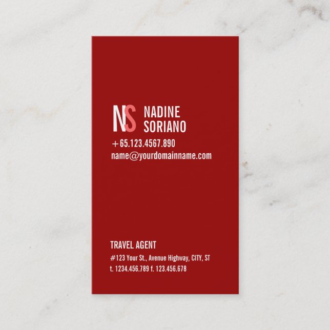 Modern Simple Red Monogram Professional Business Card (Front)