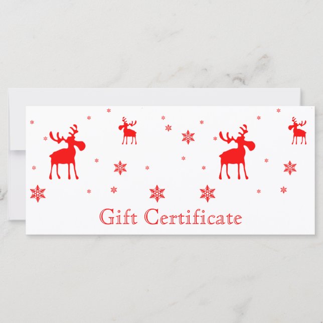 Modern Simple Red Moose Snowflakes Gift Card (Front)