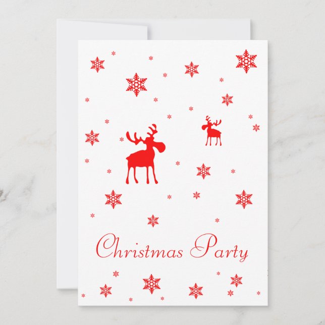 Modern Simple Red Moose Snowflakes Invitation (Front)