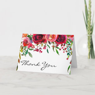 Modern Simple Red Rose Thank You Note