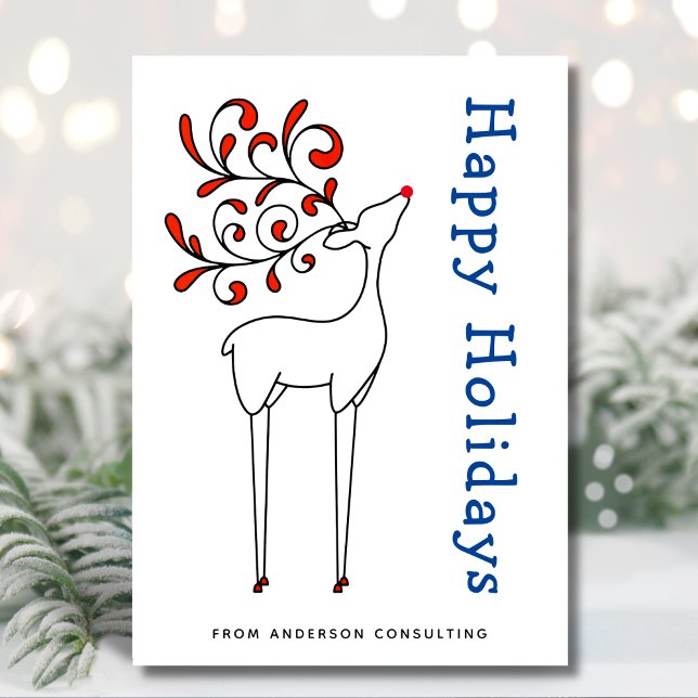 Modern Simple Red White Happy Holidays Business Holiday Card (Creator Uploaded)
