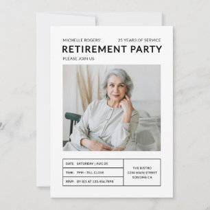 Modern Simple Retirement Party Photo Invitation