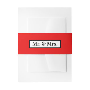 Modern Simple Retro Red Mr + Mrs Invitation Belly Band