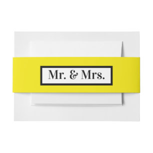 Modern Simple Retro Yellow Mr + Mrs Invitation Belly Band