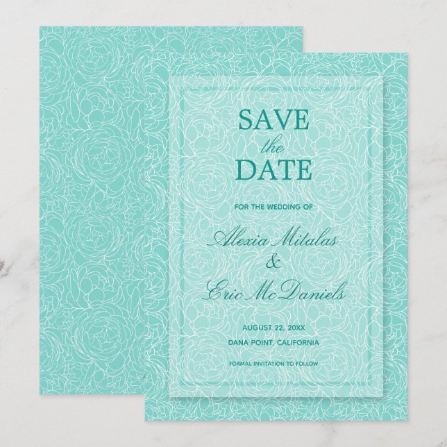 Modern Simple Rose Floral Wedding Save The Date (Front/Back)