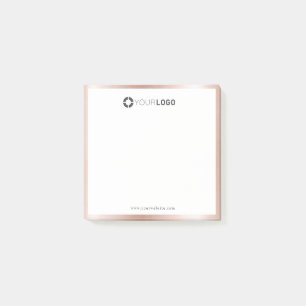 Modern simple rose gold border company logo post-it notes