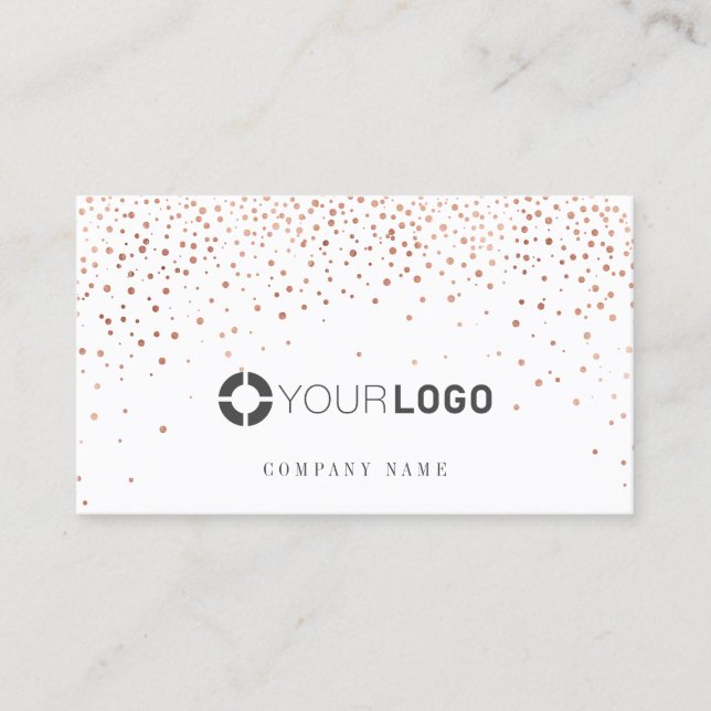 Modern simple rose gold glitter company logo business card (Front)
