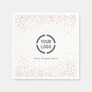 Modern simple rose gold glitter company logo napkin