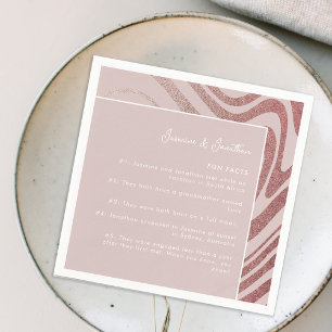 Modern Simple Rose Gold Wedding Fun Facts Pink Napkin
