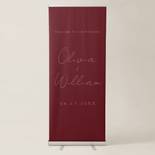 Modern Simple Rosewood Wedding Welcome Retractable Banner