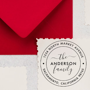 Modern Simple Round Script Family Return Address Self-inking Stamp