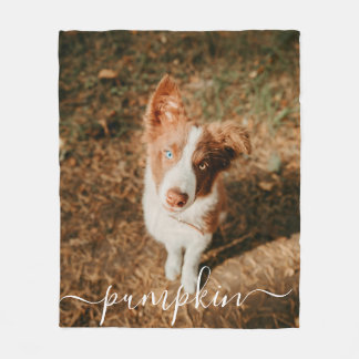 Modern Simple Rustic Chic Custom Pet Photo  Fleece Blanket