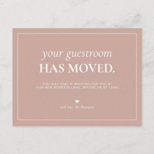 Modern Simple Rustic Guest Room We've Moved Moving Announcement Postcard