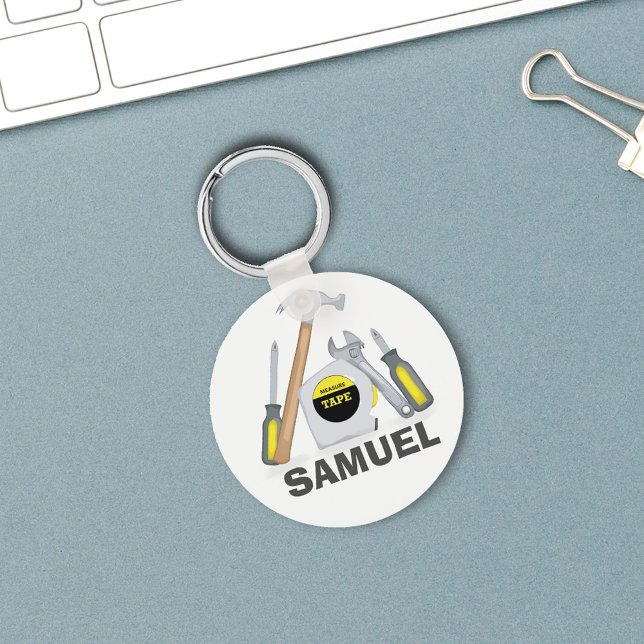 Modern Simple Rustic Whimsical Tool Set Key Ring (Tools custom keychain)