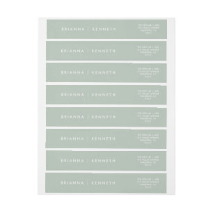 Modern Simple Sage Elegant Wedding Wrap Around Label
