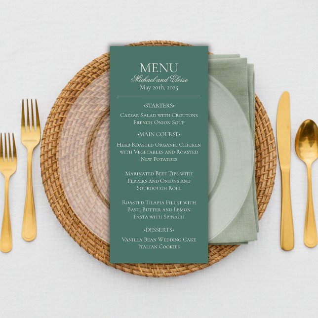 Modern Simple Sage Green Elegant Wedding Dinner Menu (Modern Sage Green Wedding Menu
)