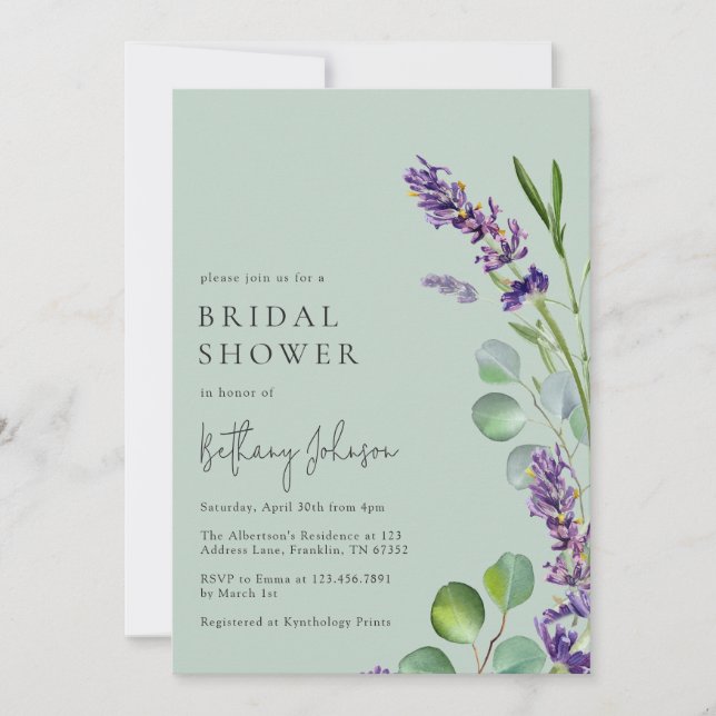 Modern Simple Sage Green Floral Bridal Shower Invitation (Front)